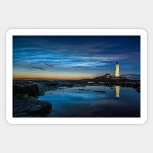 Noctilucent clouds at st marys lighthouse Sticker